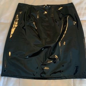 Latex black mini skirt